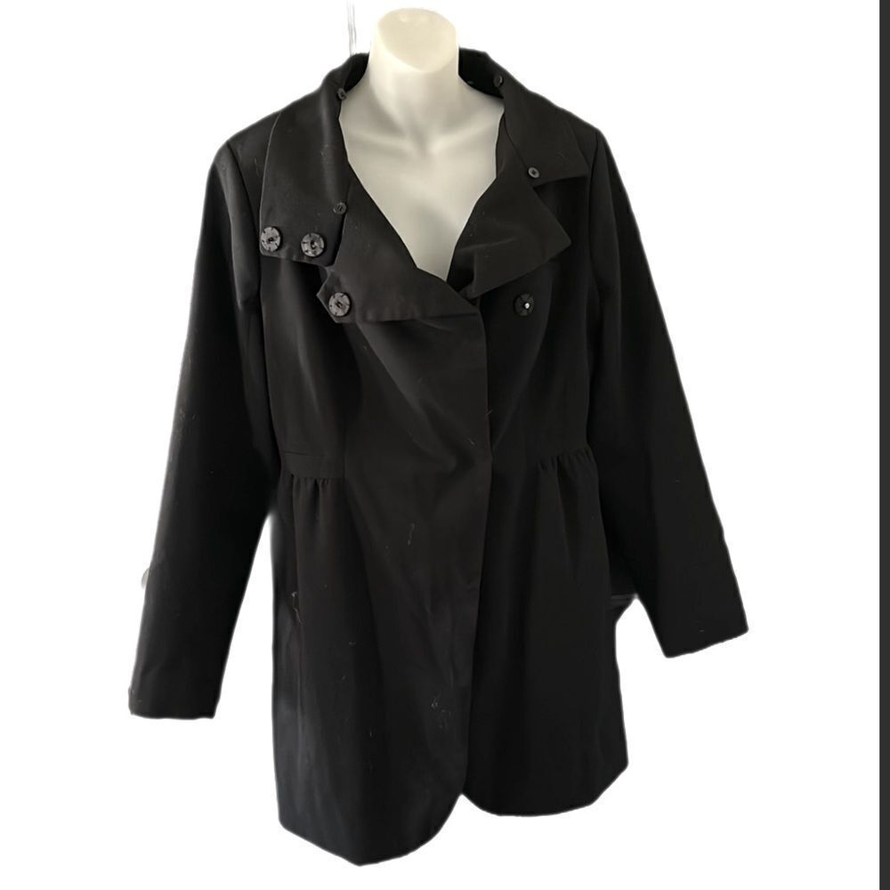 bebe Black Tailored Coat Jacket Button Front Line… - image 2